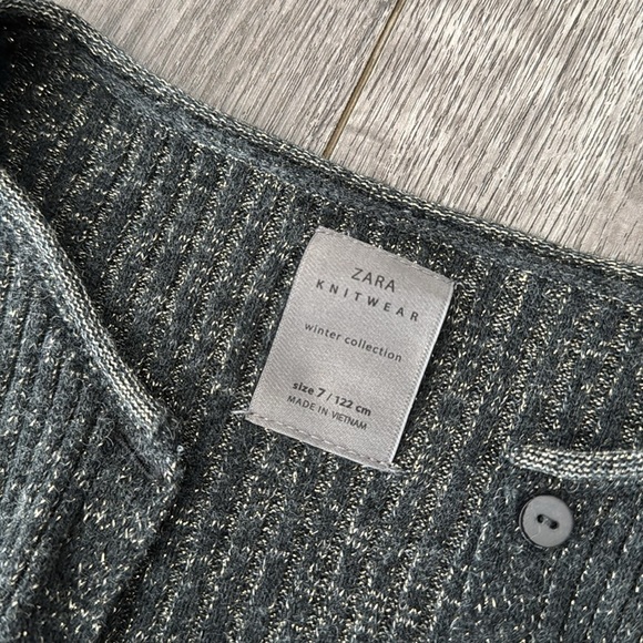 Zara black and gold sparkle cropped cardigan size 7 - Picture 3 of 4